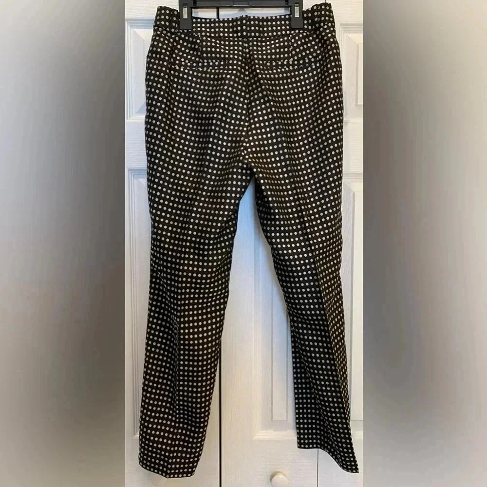 KATE SPADE NY Avery Crop Dress Career Trouser Pants Black Polka Dot Womens 4 NEW